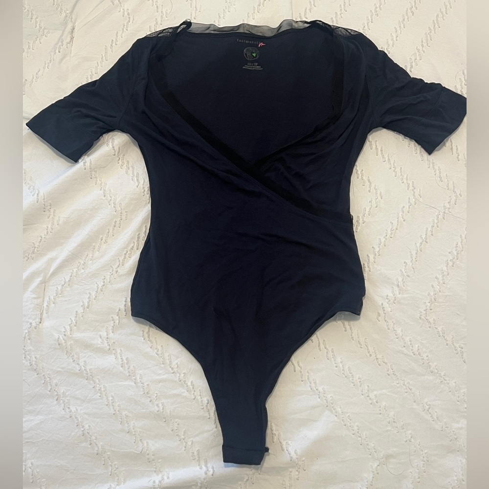 INTIMATELY FREE PEOPLE Navy Blue Short Sleeve Bodysuit